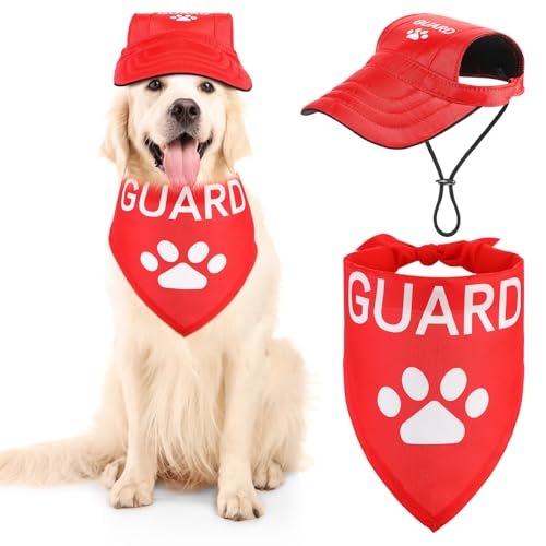 Geyoga Guard Haustier-Kostüm-Set, Baseballkappe, Sonnenschutz, Baseballmütze, Hunde-Bandana, Dreieckstuch für Haustiere, Geschenke (L) von Geyoga