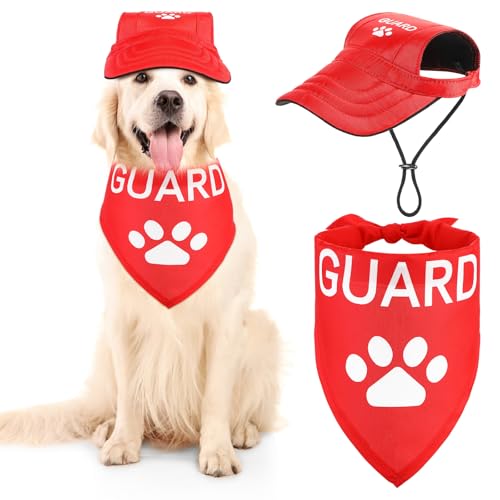 Geyoga Guard Haustier-Kostüm-Set, Baseballkappe, Sonnenschutz, Baseballmütze, Hunde-Bandana, Dreieckstuch für Haustiere, Geschenke (M) von Geyoga