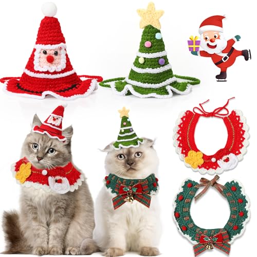 Geyoga Haustier-Weihnachtskostüm für Katzen, Hunde, Weihnachtsmann-Halsband, Weihnachtsbaummütze, gestrickt, verstellbar, für den Winterurlaub, Welpen, Kätzchen, Haustierkleidung, Größe S, M Geyoga Haustier-Weihnachtskostüm für Katzen, Hunde, Weihnachtsmann-Halsband, Weihnachtsbaummütze, gestrickt, verstellbar, für den Winterurlaub, Welpen, Kätzchen, Haustierkleidung, Größe S, M von Geyoga