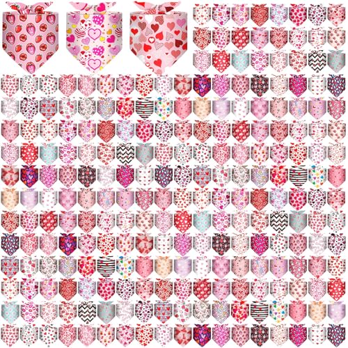 Geyoga Hundehalstuch, Dreieckstuch für den Sommer, Frühling, verstellbar, für kleine, mittelgroße und große Hunde, Katzen, Haustier-Kostüm-Zubehör (Valentinstag), 240 Stück von Geyoga