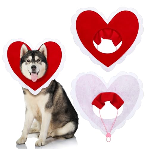 Geyoga Valentinstags-Hundekostüm, niedlicher Haustierhut, Kleidung, rote Herzen, Kopfbedeckung für Katzen, Hunde, verstellbar, Geburtstag, Urlaub, Hut (groß) von Geyoga