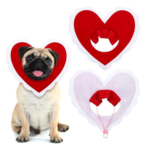 Geyoga Valentinstags-Hundekostüm, niedlicher Haustierhut, Kleidung, rote Herzen, Kopfbedeckung für Katzen, Hunde, verstellbar, Geburtstag, Urlaub, Hut (klein) von Geyoga