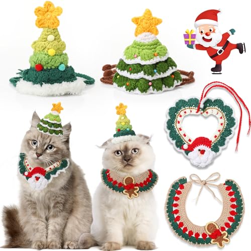 Geyoga Weihnachtskostüm, Anzug, Katze, Hund, Bandana, Halsband, Weihnachtsbaummütze, handgefertigt, gestrickt, verstellbar, Weihnachtskostüm-Zubehör für Winterurlaub, Kätzchen, Welpen, Geyoga Weihnachtskostüm, Anzug, Katze, Hund, Bandana, Halsband, Weihnachtsbaummütze, handgefertigt, gestrickt, verstellbar, Weihnachtskostüm-Zubehör für Winterurlaub, Kätzchen, Welpen, von Geyoga