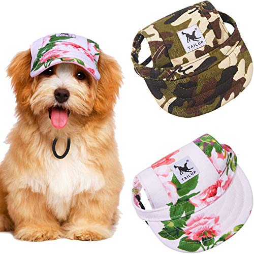 Hunde-Baseballkappe, verstellbar, Haustier-Sporthut, Welpen-Sonnenschutz mit Ohrenlöchern für Welpen, kleine Hunde von Geyoga