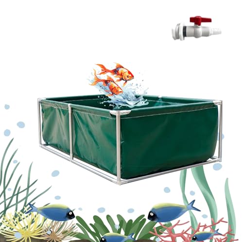 Gguwug Faltbarer Fischteich aus Segeltuch, 0,5~0,9m hoch Aquarium Pool Teich mit Ablassventil Outdoor Fischteich Lagertank, kubischer Fischteich mit Ständer, stabile PVC-Folie, UV-beständig Gguwug Faltbarer Fischteich aus Segeltuch, 0,5~0,9m hoch Aquarium Pool Teich mit Ablassventil Outdoor Fischteich Lagertank, kubischer Fischteich mit Ständer, stabile PVC-Folie, UV-beständig von Gguwug
