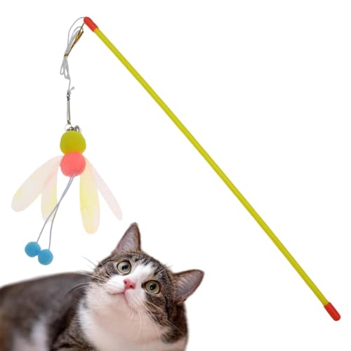Ghirting Katzenangelspielzeug, Katzenspielzeug - Angelrute Katze Teaser Zauberstab - Interaktives Haustierspielzeug mit guter Zähigkeit für mittelgroße Katzen, große Katzen und kleine Katzen von Ghirting