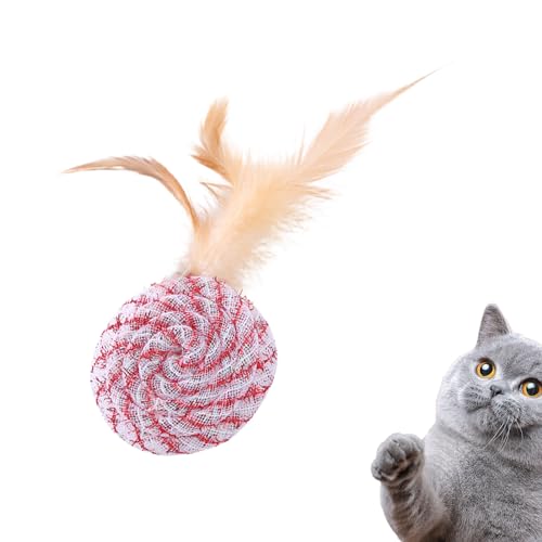 Ghirting Katzenspielzeugball für Hauskatzen, Katzenfederballspielzeug - Interaktiver Katzenspielzeugball,Lustiger Katzenball, Katzenspielzeug, Kätzchen-Beißspielzeug, Katzenfederspielzeug zum Necken, von Ghirting