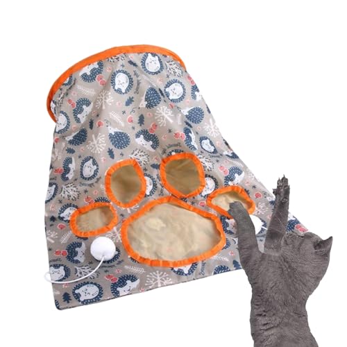Katzenspiel-Tunneltasche, interaktive Haustier-Katzenröhren, schönes Pfoten-Design, faltbar, langlebig, lustig, faltbar, Katzentunneltasche mit weichem Ball für mehrere Katzen und große Katzen von Ghirting
