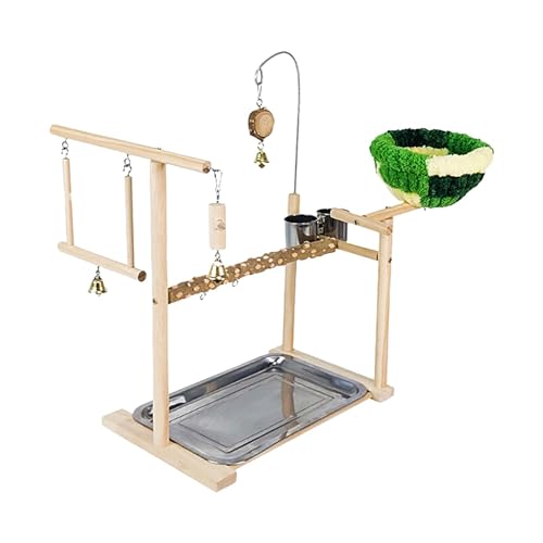 Avian Play Gym Station | Vogelaktivitäts-Spielcenter | Holz-Sitzstange für Käfig, inklusive Krallenschleifspielzeug, um Vögel zu unterhalten, perfekt für Papageien, Sittiche und ähnlich große Vögel von Ghjkldha