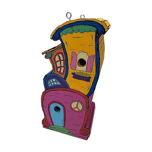 Birdhouses for Outdoors, Wooden Nest Box, Garden Bird Shelter, Rustic Weatherproof Build with Air Vents and Drain Holes, Natural Design for Backyard Balcony Patio Use, 10.24 Inches von Ghjkldha