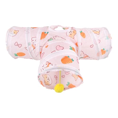Bunny Tunnel, Small Pet Exercise Tubes, 46-55cm, Foldable Toy, Interactive Tube, for Rabbits Ferret Hamster Chinchilla Hedgehog, Hiding Resting, Polyester, Three Straight Channels von Ghjkldha