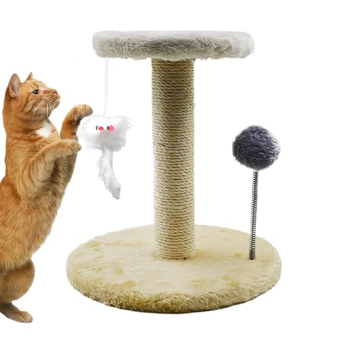 Cat Tree Tower, Large Cat Scratching Post, Pet Scratch Toy, Kittens Activity Feather and Spring Ball, Sturdy Materials, Interactive Tilt Protection for Cats, 26x26x28cm Cat Tree Tower, Large Cat Scratching Post, Pet Scratch Toy, Kittens Activity Feather and Spring Ball, Sturdy Materials, Interactive Tilt Protection for Cats, 26x26x28cm von Ghjkldha