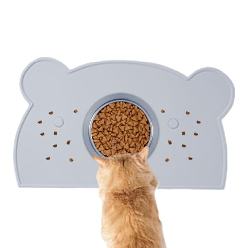 Dog Food Mat, Feeding Mat with Raised Edges, Washable Non-Slip Silicone Tray 33x20cm, Spill-Proof Bear-Shaped Pad for Puppy, Kitten, Indoor Outdoor Floor Use von Ghjkldha