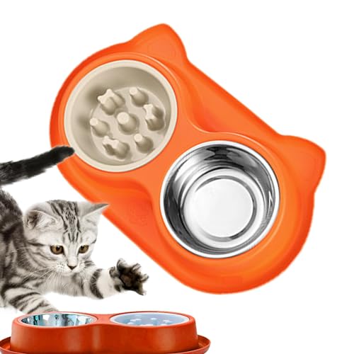 Doppelnapf aus Edelstahl, Futter- und Wassernapf für Haustiere, Futter- und Wasser-Futternäpfe mit langsamer Fütterungsfunktion, für Welpen, Doppel-Futterspender, rutschfeste Matte Doppelnapf aus Edelstahl, Futter- und Wassernapf für Haustiere, Futter- und Wasser-Futternäpfe mit langsamer Fütterungsfunktion, für Welpen, Doppel-Futterspender, rutschfeste Matte von Ghjkldha