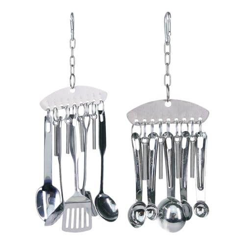 Ghjkldha Bird Bell Chew Toys, Stainless Steel Spoon Ring Toy, Beak Conditioning Cage Accessory, 12.99 Inches Hanging Sound, Metal Set, for Parrots Budgies Macaws Cockatoos Conures Lovebirds Ghjkldha Bird Bell Chew Toys, Stainless Steel Spoon Ring Toy, Beak Conditioning Cage Accessory, 12.99 Inches Hanging Sound, Metal Set, for Parrots Budgies Macaws Cockatoos Conures Lovebirds von Ghjkldha