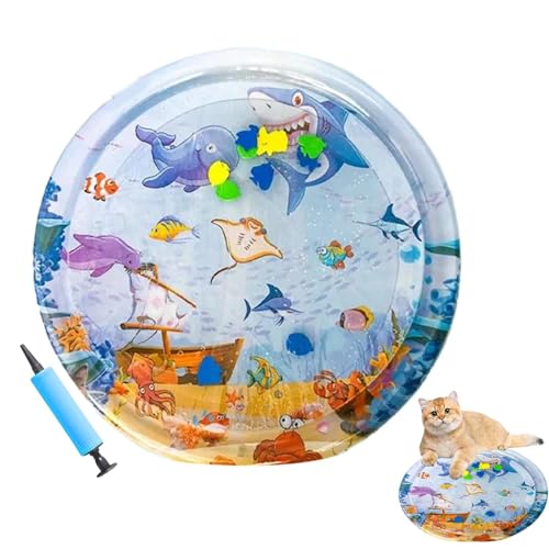 Ghjkldha Cat Water Mat, Thickened Pet Water Bed, Sensory Waterbed with Floating Fish, Enrichment Cooling Pad Indoor Outdoor Activity, Comfortable Play for Small Medium Pets Ghjkldha Cat Water Mat, Thickened Pet Water Bed, Sensory Waterbed with Floating Fish, Enrichment Cooling Pad Indoor Outdoor Activity, Comfortable Play for Small Medium Pets von Ghjkldha
