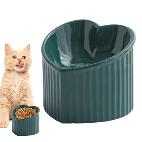Ghjkldha Futternapf für Katzen | geneigter Keramiknapf für Katzenwasserfütterung - Herzform Flacher Katzen-Wassernapf, Haustierfutter Futternapf für kleine Haustiere Katzen von Ghjkldha