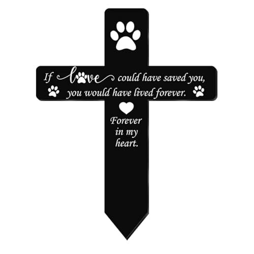 Ghjkldha Haustier-Grabmarker, Acryl-Gedenkpfahl für Katze oder Hund, Grabstein-Erinnerung, geeignet für Garten, Haustierfriedhof oder andere spezielle Acryl-Materialien, Schwarz von Ghjkldha