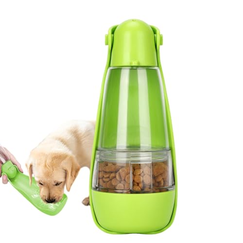 Ghjkldha Hunde Wasserflasche - Wandern Tragbarer Wasserspender für Hunde | Inklusive Futterbehälter & Kotbeutelhalter, 5 in 1 Outdoor Haustier Zubehör, Welpen Trinken Futternapf für Camping von Ghjkldha