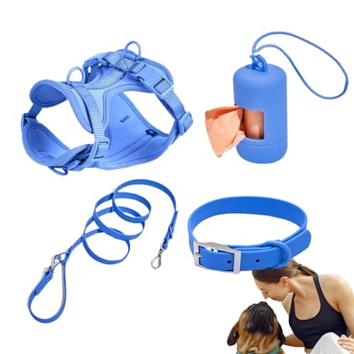 Hundegeschirr, verstellbares Hundegeschirr, Halsband – Leine, kein Ziehen, Haustiergeschirr für Hunde, Welpen, mit Kotbeutelhalter Hundegeschirr, verstellbares Hundegeschirr, Halsband – Leine, kein Ziehen, Haustiergeschirr für Hunde, Welpen, mit Kotbeutelhalter von Ghjkldha