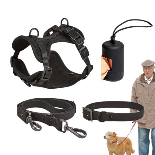 Hundegeschirr-Set für kleine Hunde, kein Ziehen, Hundegeschirr für mittelgroße Hunde, Leine, kein Ziehen, Haustiergeschirr für Hunde, Welpen, mit Kotbeutelhalter Hundegeschirr-Set für kleine Hunde, kein Ziehen, Hundegeschirr für mittelgroße Hunde, Leine, kein Ziehen, Haustiergeschirr für Hunde, Welpen, mit Kotbeutelhalter von Ghjkldha