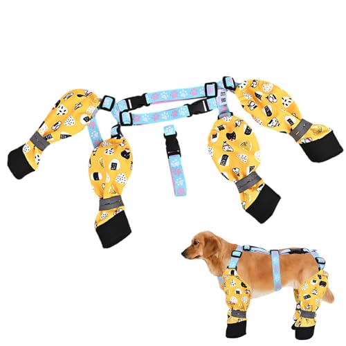 Ghjkldha Hundepfotenschutz – Schutzschuhe Pfoten-Leggings | Verstellbare Pfotenschutz-Stiefelgamaschen mit Hilfsgurt für große und kleine Hunde von Ghjkldha