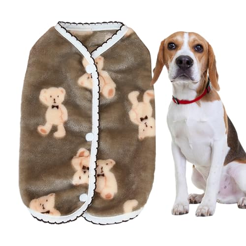 Ghjkldha Hundepullover aus Stoff für den Winter, warm, niedlich, Flanell, Hundeweste für kaltes Wetter, wendbar, warme Hundeweste, Bären-Druck, Haustier-Kleidung für Hunde und Katzen von Ghjkldha