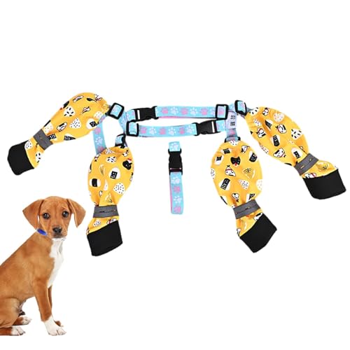 Ghjkldha Hundeschuhe | Schützende Hundeschuhe – Verstellbare Pfotenschutz-Stiefel, Hundestiefel-Leggings mit Hilfsgurt für große und kleine Hunde von Ghjkldha