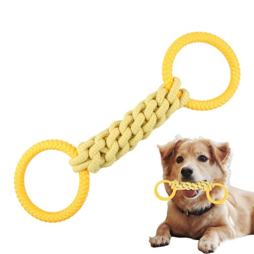 Ghjkldha Hundespielzeug aus natürlichem Baumwollseil – robuster Knoten, Tauziehspielzeug mit 2 Griffen für interaktives Spielen, Hunde-Zugseil, Zahnreinigung, Kauspielzeug für kleine und mittelgroße von Ghjkldha