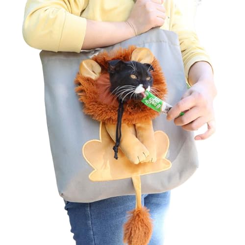 Ghjkldha Hundetragetasche, Löwenform, niedliche Haustier-Tragetasche, elastisches Kordel-Design, Kätzchen-Tragetasche, atmungsaktiv für Kosmetika von Ghjkldha