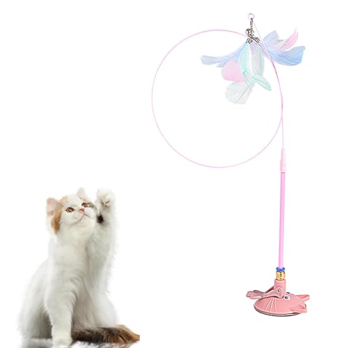 Ghjkldha Interaktives Katzenspielzeug – Interaktiver Federstab, tragbares Haustierspielzeug für Indoor-Katzen, niedliches Kätzchenspielzeug zum Entspannen, Erkunden von Ghjkldha