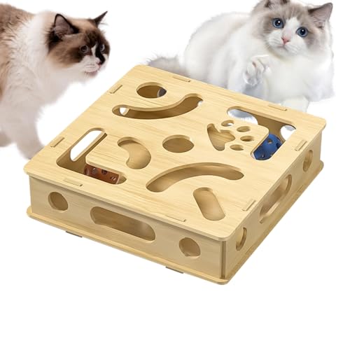 Ghjkldha Katzen Beschäftigungs Puzzle,Förderndes Katzen-Labyrinthspielzeug - Klingelspielzeug Für Geistige Förderung Energieabbau Spielen Drinnen Gegen Langeweile von Ghjkldha