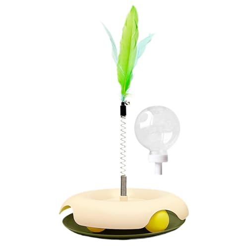 Ghjkldha Katzenfutter Spender Spielzeug, Katze Interaktives Spielzeug, Katze Feder Teaser Spielzeug mit Leckerli-Spender, Multifunktionales Katzenspielzeug, Fun Cat Treat Dispenser, Treat Dispensing von Ghjkldha