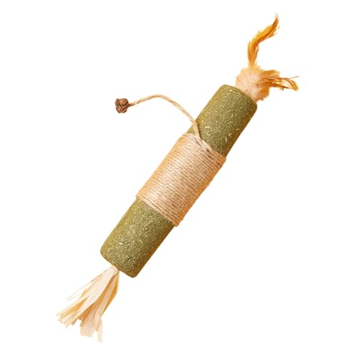 Ghjkldha Pet Chew Accessories, Interactive Catnip Chew Sticks, Bissresistente Katzenleckerlis, Katzenminzestäbchen mit natürlicher Feder für Haustier Katze Unterhaltsames Kauzubehör von Ghjkldha