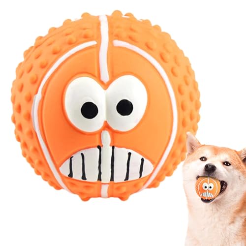 Ghjkldha Quietschender Latex-Hundespielzeug-Ball, quietschender Latex-Gesichtsball für Hunde, wiederverwendbar, lächelndes Gesicht, Hundespielzeug, quietschendes Spielzeug für kleine, mittelgroße von Ghjkldha