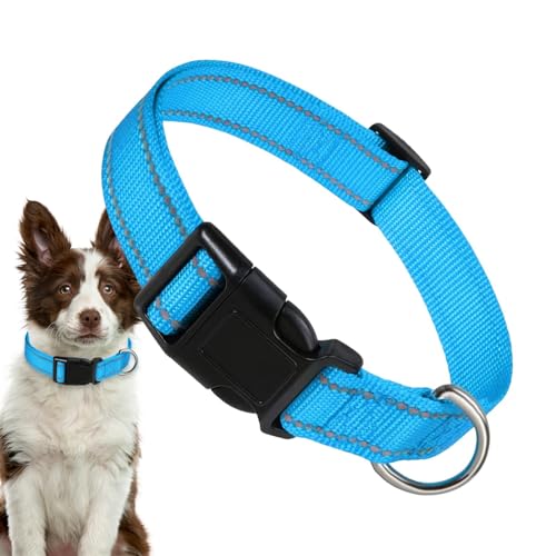 Ghjkldha Reflektierendes Hundehalsband | Atmungsaktives Nylon-Haustierhalsband – Nylon-Hundehalsband, Komforthalsband für Hunde, atmungsaktiv, bequem für große Katzen, kleine Hunde von Ghjkldha