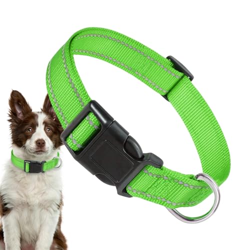 Ghjkldha Reflektierendes Hundehalsband – Reflektierendes Haustierhalsband | Nylon-Hundehalsband, Komforthalsband für Hunde, atmungsaktiv, bequem für große Katzen, kleine Hunde von Ghjkldha