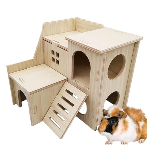 Ghjkldha Winziges Hamster-Labyrinth | Holzversteckhütte Labyrinth | Stabile Holz-Spielplatz-Plattform, Abnehmbares Hamsterhaus und Lebensraum, Kleintierversteck für Kleintiere von Ghjkldha