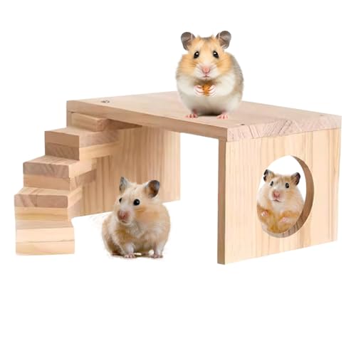 Hamster Holzplattformen - Hamsterversteck mit Leiterbrücke - Haustieranreicherung Aktivität Klettern Übung für Kleintiere Zwergenrennmäuse Chinchillas Mäuse Hamster Holzplattformen - Hamsterversteck mit Leiterbrücke - Haustieranreicherung Aktivität Klettern Übung für Kleintiere Zwergenrennmäuse Chinchillas Mäuse von Ghjkldha