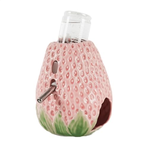 Hamster-Wasserflaschenhalter, Erdbeer-Keramik-Wassernapf, kreatives kleines Haustierkäfig-Zubehör, Mäuse-Fütterungsbedarf, ideal für alle Jahreszeiten, perfekt für Zwerghamster und kleine Haustiere von Ghjkldha
