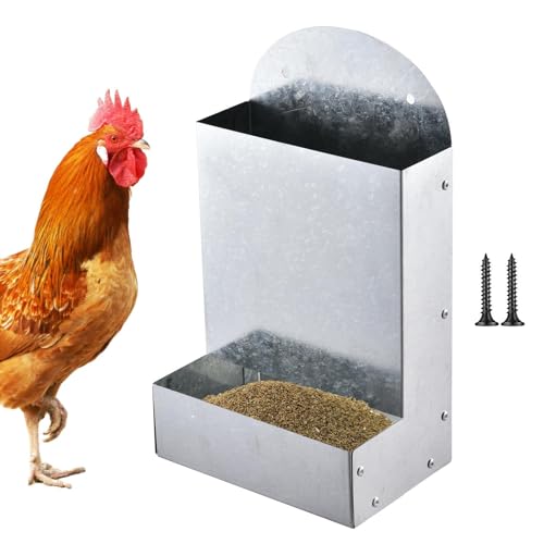 Hühnergrit Spender – Multifunktionaler Körner-Futterspender | Tragbarer großer automatischer Stall aus Metall für Entenfarm im Freien Kükenfütterung von Ghjkldha