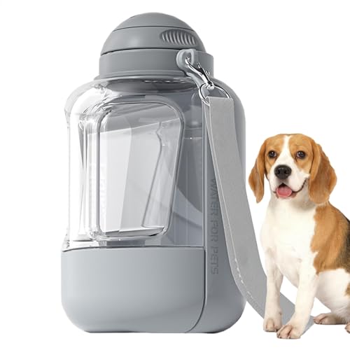 Hundewasserflasche, tragbarer Hundetrinkspender, 12 x 12 x 20 cm, 2-in-1-Haustierflasche mit Futterspender, auslaufsicherer Welpen-Trinknapf für Reisen, Spaziergänge und Outdoor-Abenteuer von Ghjkldha