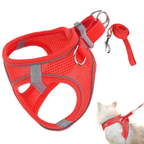 Katzen Spaziergeschirr | Katzengeschirr mit Leine,Mittel Groß Geschirr für Wandern Camping Training Outdoor Katzen Spaziergeschirr | Katzengeschirr mit Leine,Mittel Groß Geschirr für Wandern Camping Training Outdoor von Ghjkldha