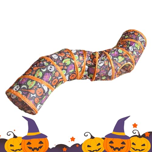 Katzentunnel, 31,37 Zoll Halloween Kitten Toy Tunnel zum Spielen, faltbares Rohrzelt mit robustem Material und interaktives Design, lustige Versteck für Welpen Hasenfutter Hamster Kaninchen Haustier I von Ghjkldha