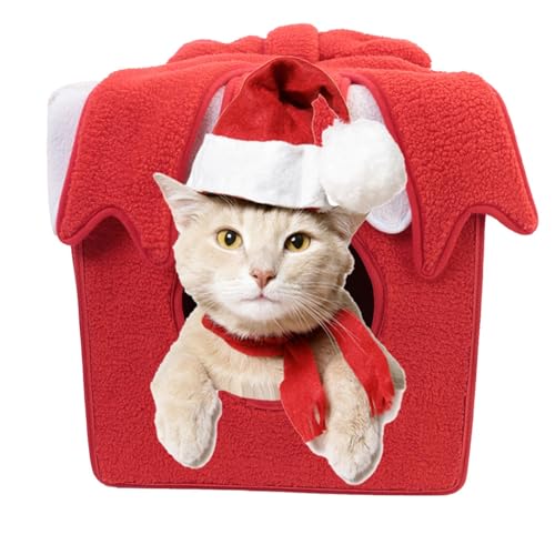 Pet House Weihnachts-Katzennest in Kastenform, weiches und warmes Winter-Katzennest für kleine Hunde und Katzen, faltbares Haustierbett mit festlicher Atmosphäre, gemütliches Urlaubs-Katzenzubehör Pet House Weihnachts-Katzennest in Kastenform, weiches und warmes Winter-Katzennest für kleine Hunde und Katzen, faltbares Haustierbett mit festlicher Atmosphäre, gemütliches Urlaubs-Katzenzubehör von Ghjkldha