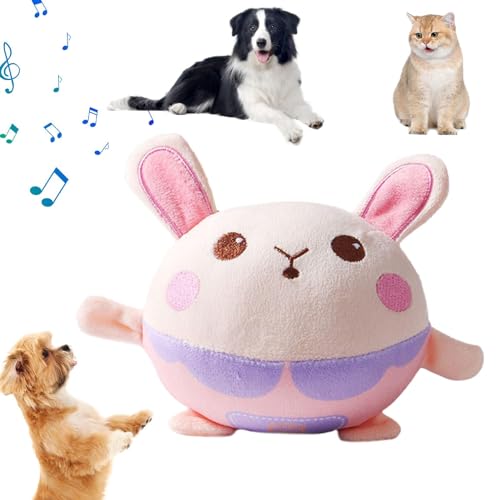 Plüsch Quietschball Hundespielzeug | Quietschball für interaktives Spielen | Musik Haustier Spielen | Besonders interaktives springendes Katzenquetschspielzeug mit Aufnahme und Musik, geeignet für von Ghjkldha