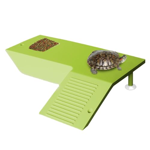 Schildkröten-Sonnenplattformen, Reptilien-Terrasse mit stabiler Kletterstufe, Saugnapf-sichere Sonnenplattformen, Futterschalen-Rampe, perfekt für Schildkröten, Terrapins, Frösche und Reptilien von Ghjkldha