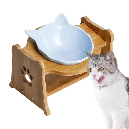 Slanted Cat Food Bowl | Anti Vomiting Cat Feeder | Single Cat Food Dish, Raised Cat Food Bowl, Protective Cat Feeding Bowl - Anti-Slip, Noise-Reducing, Elevated Ceramic Cat Water Bowl for Kittens von Ghjkldha