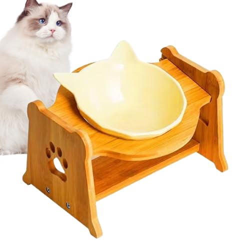Slanted Cat Food Bowl | Anti Vomiting Cat Feeder | Single Cat Food Dish, Raised Cat Food Bowl, Protective Cat Feeding Bowl - Anti-Slip, Noise-Reducing, Elevated Ceramic Cat Water Bowl for Kittens von Ghjkldha