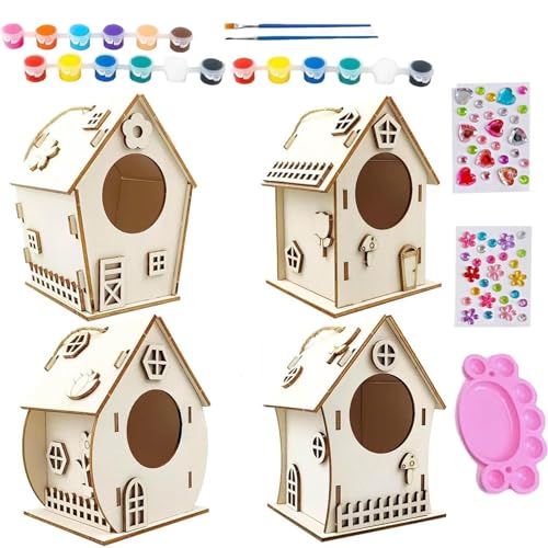 Vogelhaus-Bastelset für Kinder, Vogelhaus-Set aus Holz | Vogelhaus-Graffiti-Bastelarbeiten | Mit Seilbefestigung, Graffiti-Vogelhaus-Spielzeug mit Farbe, Pinsel, Palette, Kleber für Familienaktivitäte Vogelhaus-Bastelset für Kinder, Vogelhaus-Set aus Holz | Vogelhaus-Graffiti-Bastelarbeiten | Mit Seilbefestigung, Graffiti-Vogelhaus-Spielzeug mit Farbe, Pinsel, Palette, Kleber für Familienaktivitäte von Ghjkldha